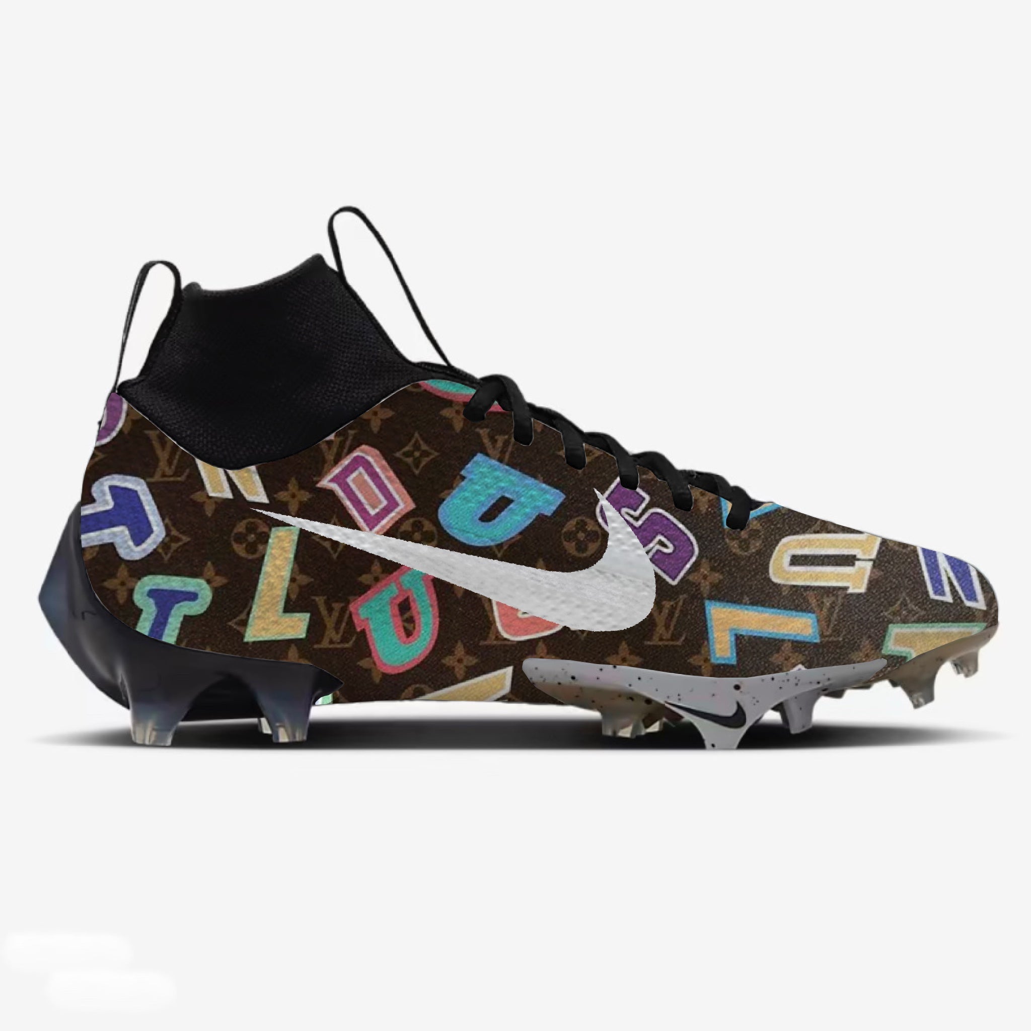 Colored Letter LV Nike Football Cleats Gridiron Cleats