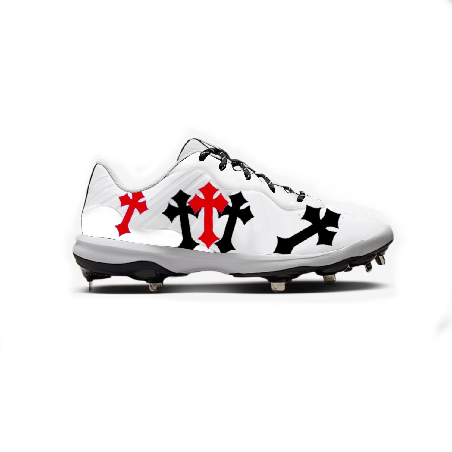 Cross Nike Alpha Huarache Varsity 4 Low Cleats (White)