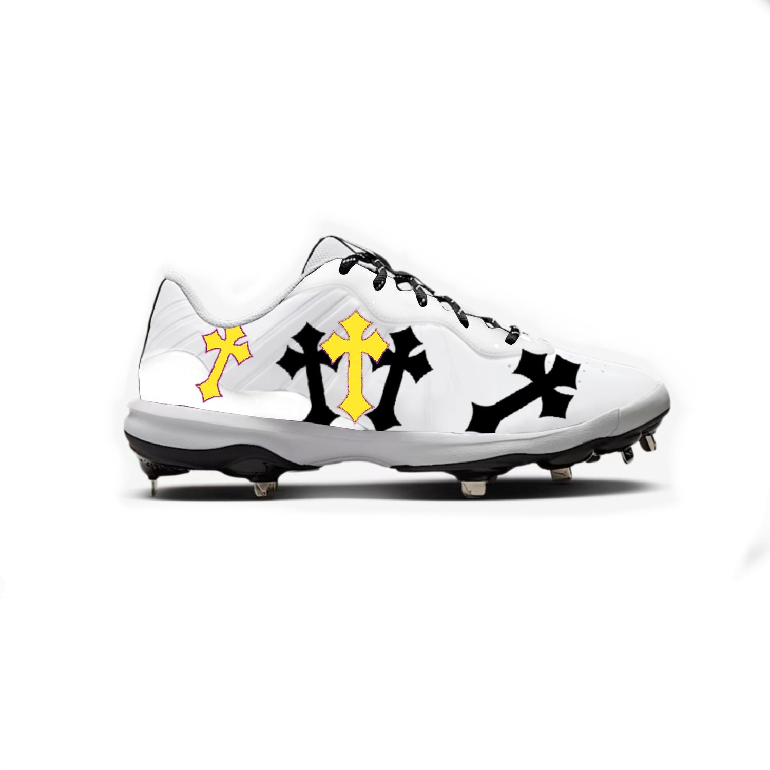 Cross Nike Alpha Huarache Varsity 4 Low Cleats (White)
