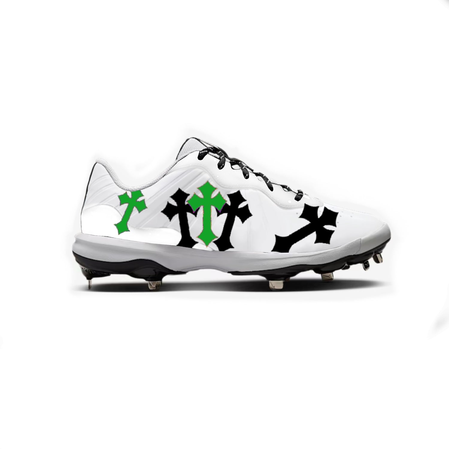 Cross Nike Alpha Huarache Varsity 4 Low Cleats (White)