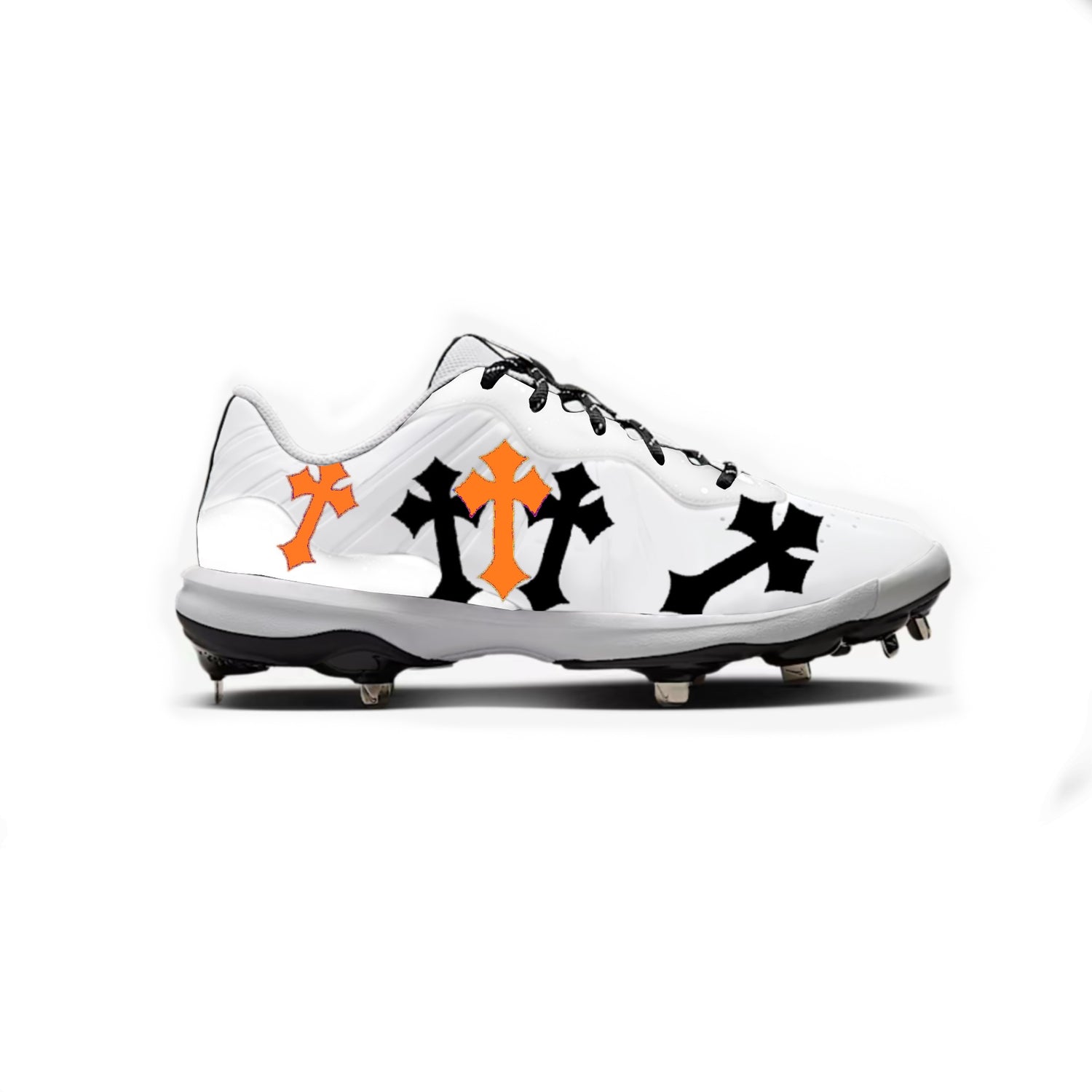 Cross Nike Alpha Huarache Varsity 4 Low Cleats (White)