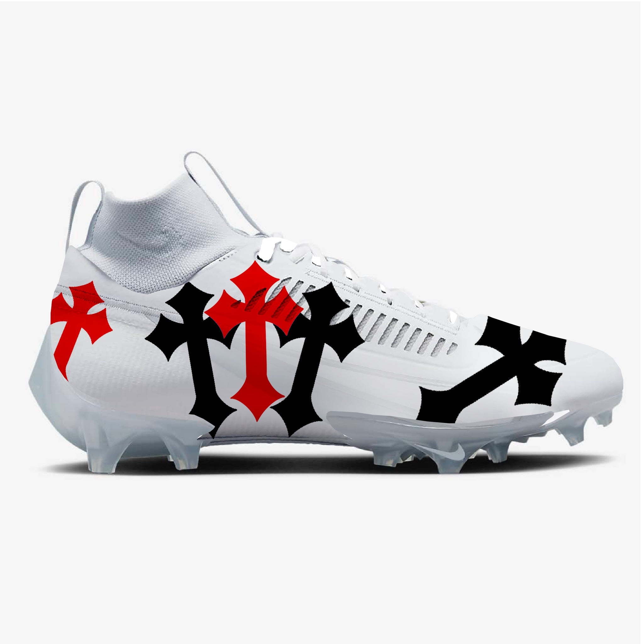 White Chrome Hearts Football Cleats Gridiron Cleats