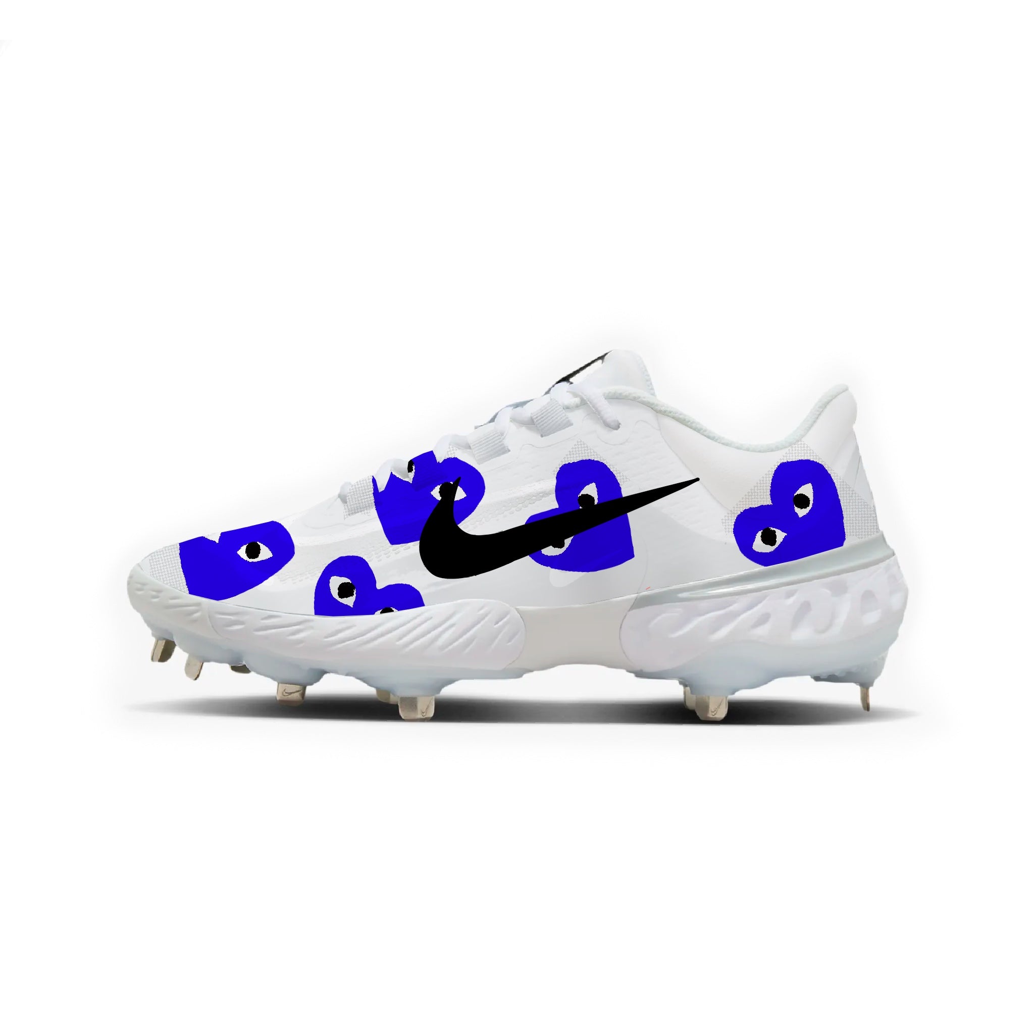 Nike CDG Heart Baseball Cleats White Gridiron Cleats