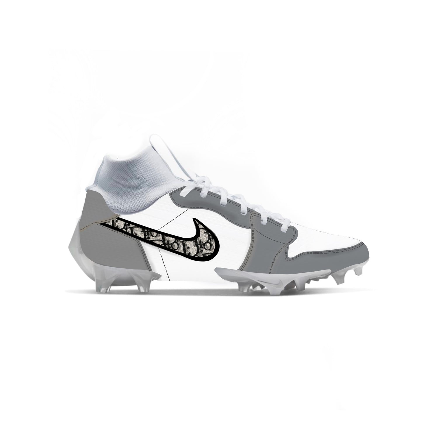 Dior Jordan 1 Cut & Sew Material Football Cleats