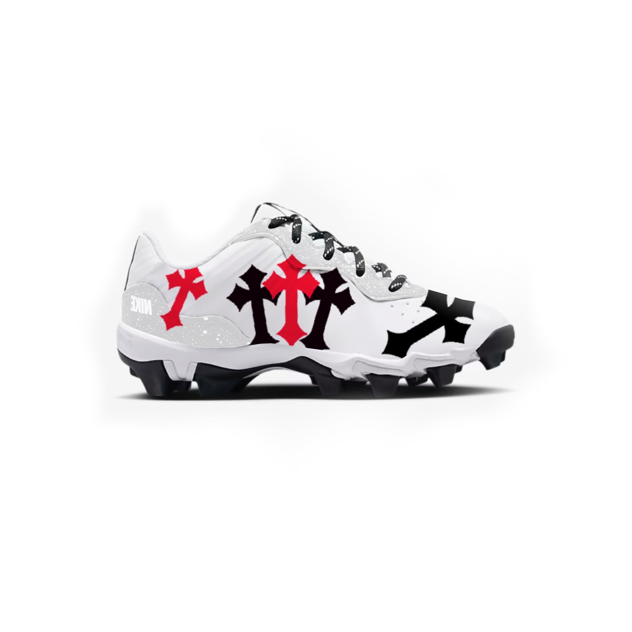 Chrome Heart Youth Baseball Cleats White Gridiron Cleats